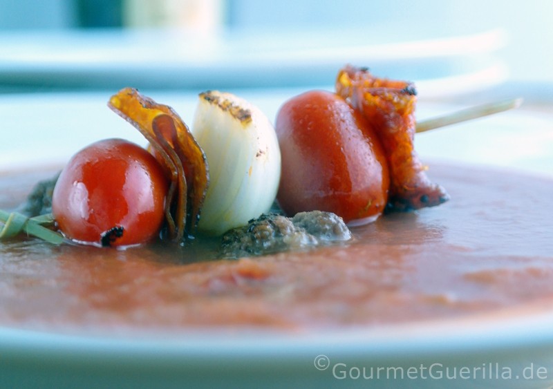 Tomatensuppe mir Chorizospießchen #rezept #gourmetguerilla