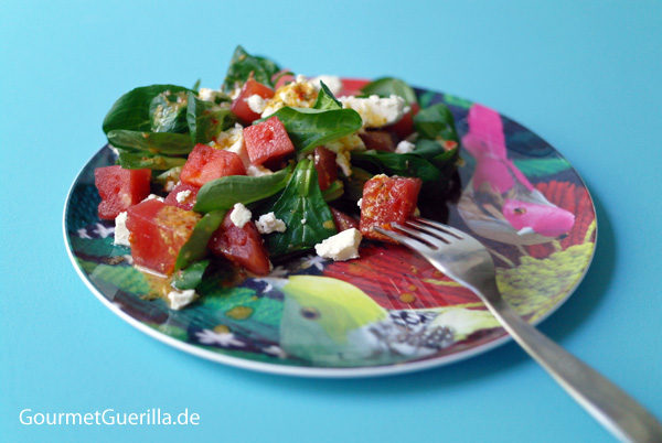 FUCTs Delight: Vogerlsalat (Feldsalat) mit Melone, Schafskäse und Thymian-Dressing | GourmetGuerilla.de