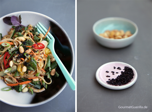 Asiatische Sommer-Nudeln mit cremigem Erdnussdressing #rezept #gourmetguerilla #vegan #asia