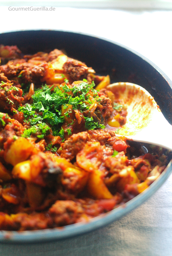 Schaschlikpfanne mit getarntem Gemüse #rezept #gourmetguerilla