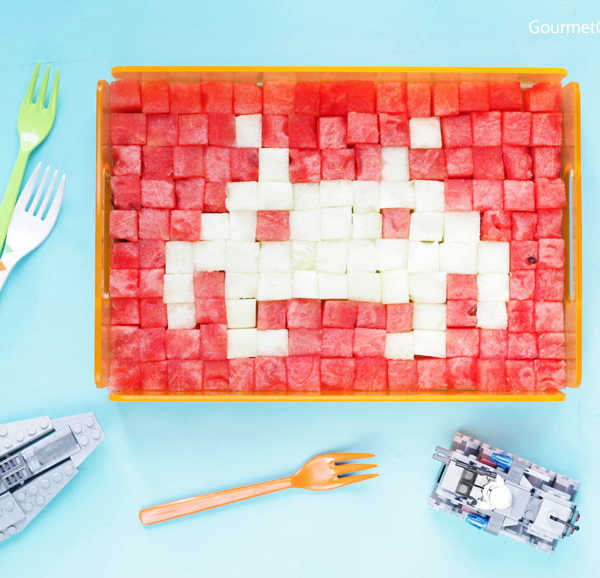 Melone Space Invader #gourmetguerilla #rezept #kinder #obst