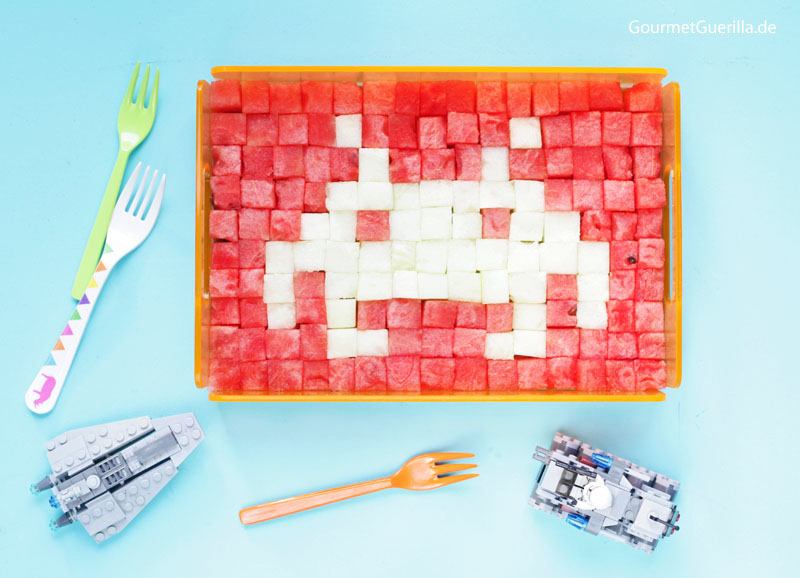 Melone Space Invader #gourmetguerilla #rezept #kinder #obst