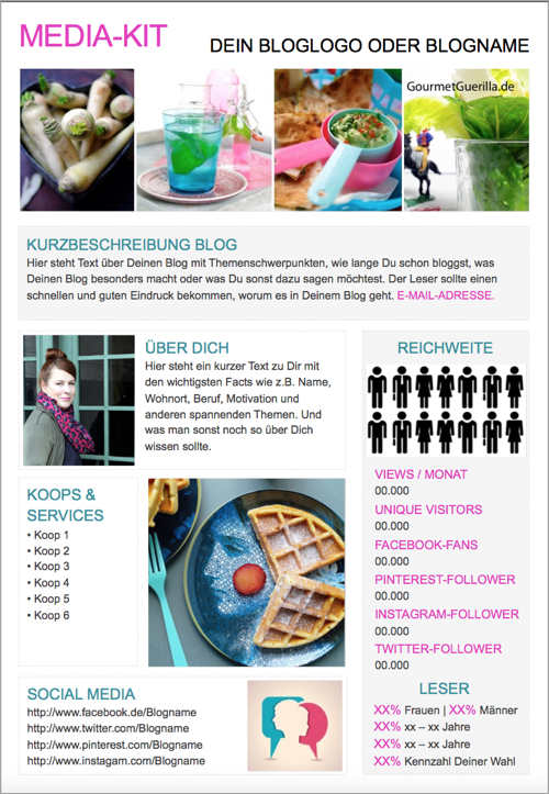 Blogger Media Kit Vorlage Free Download Template PowerPoint | GourmetGuerilla.de