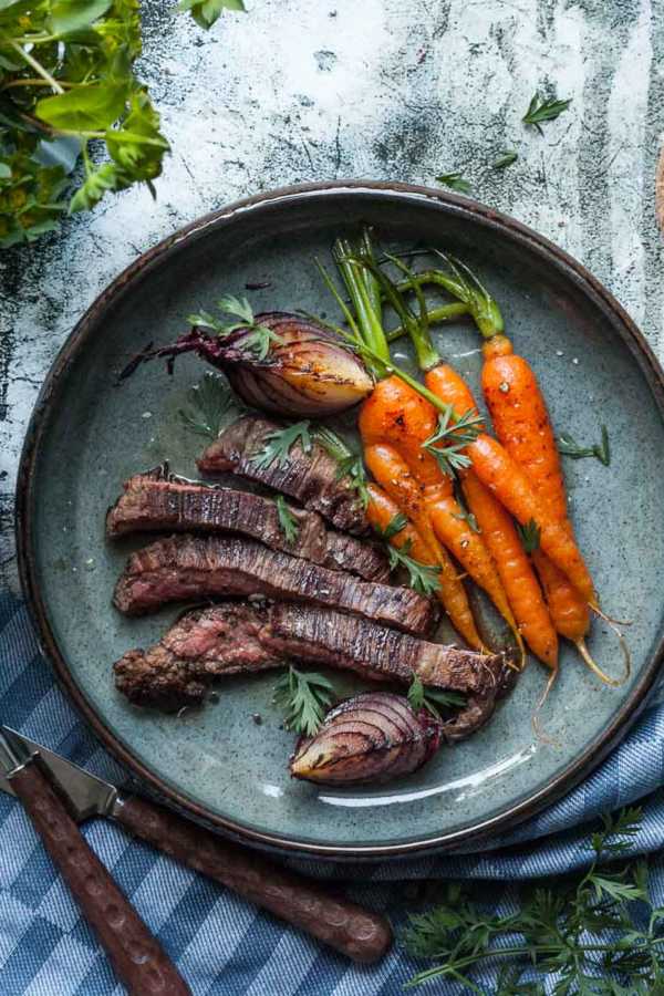 Irish Beef Flank Steak mit Whiskey-Honig Soße und gebratenen Wurzeln | GourmetGuerilla.de
