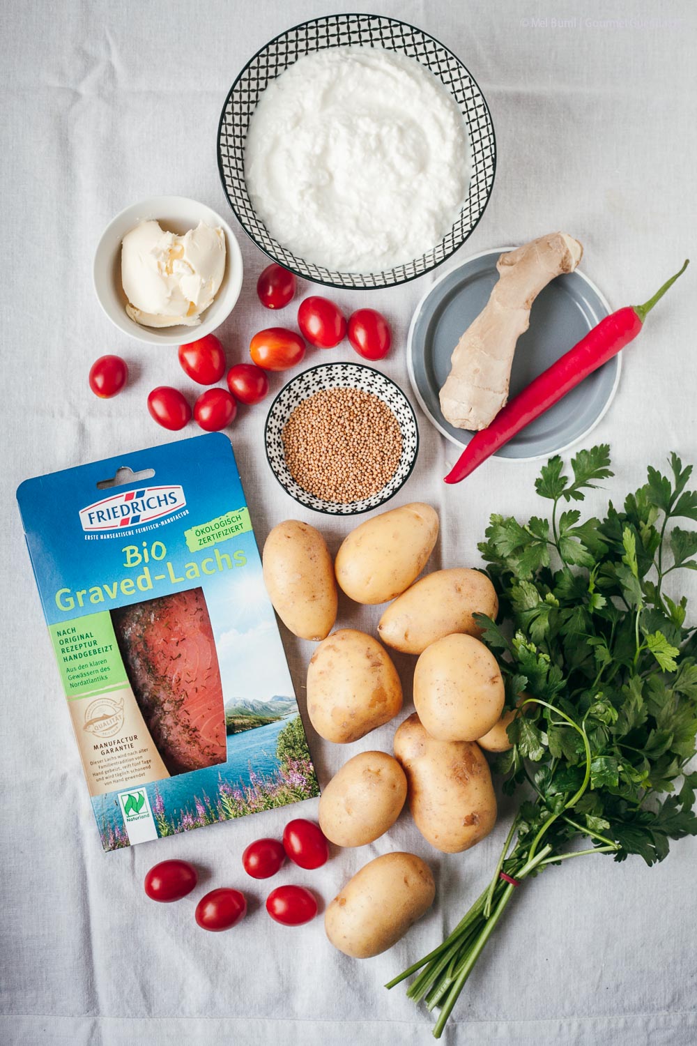 Ayurvedischer Kartoffelsalat mit Graved Lachs zu Weihacnhten oder Silvester | Gourmetguerilla.de