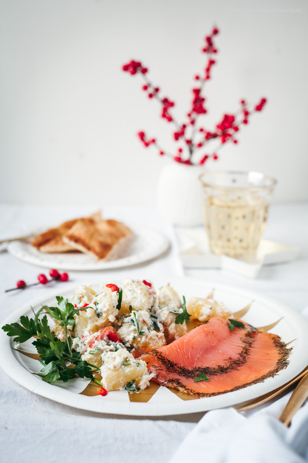Ayurvedischer Kartoffelsalat mit Graved Lachs zu Weihacnhten oder Silvester | Gourmetguerilla.de