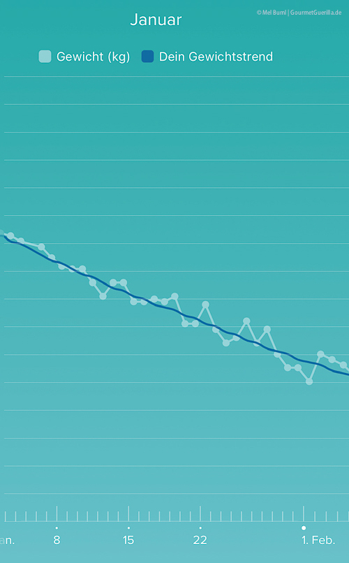 20bis20 - Update minus 6,5 Kilogramm Grafiken Gewichtsverlauf | GourmetGuerilla.de