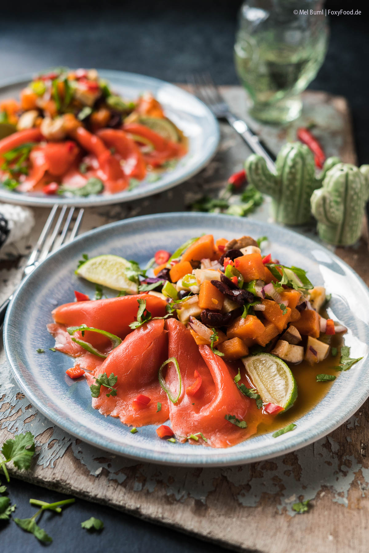 Winterliche Ceviche von Pilzen und Süßkartoffel mit geräuchertem Wildlachs | FoxyFood.de